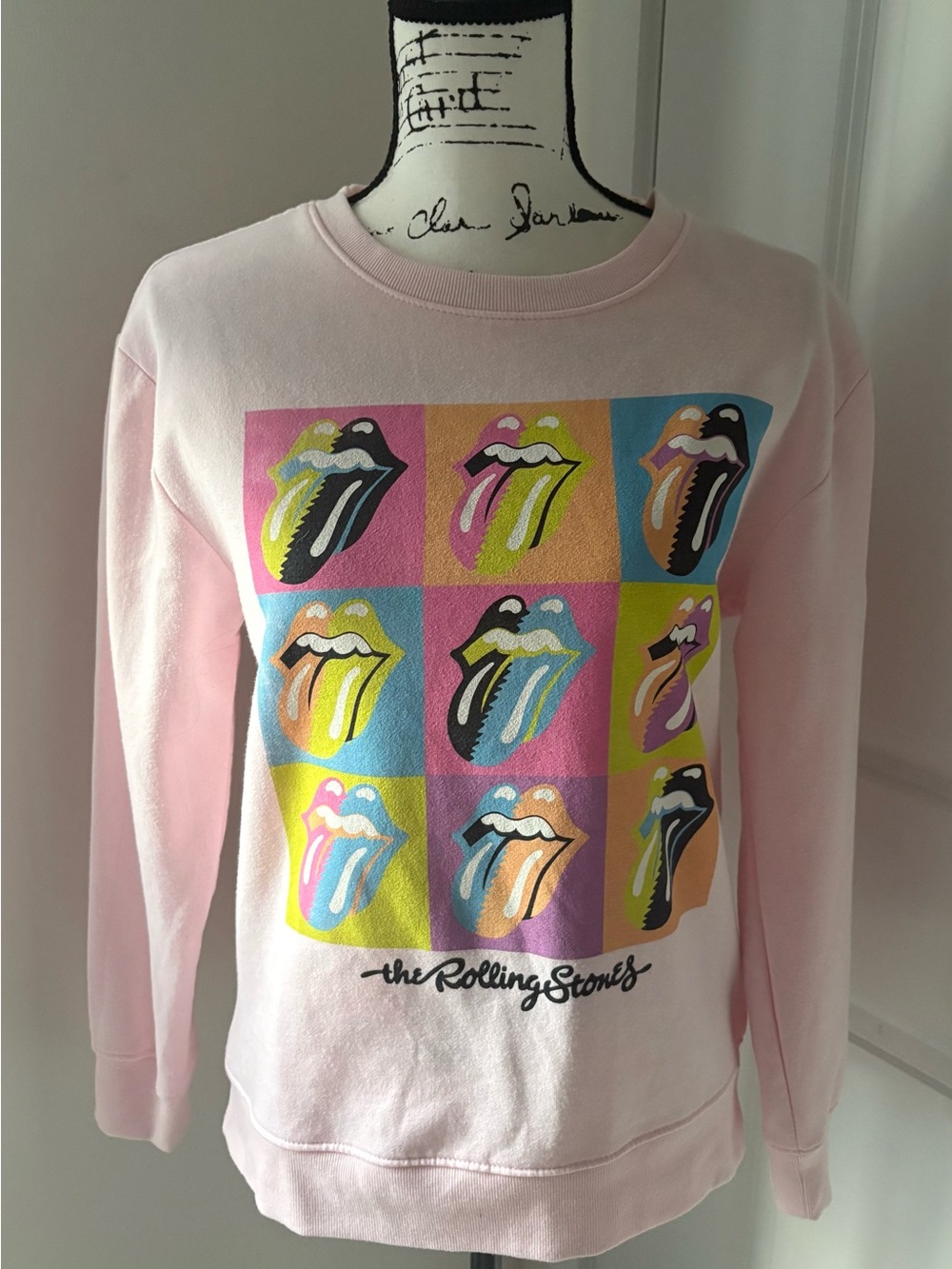 Rolling Stones Bravado Pink Pop Art Tongue Graphic Sweatshirt